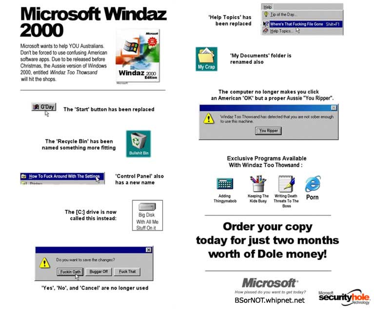 Windows 2000 Australian, windaz 2000, win2k australia