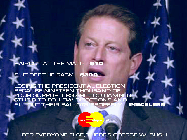 Al Gore, Priceless Al Gore, Al Gore loses election