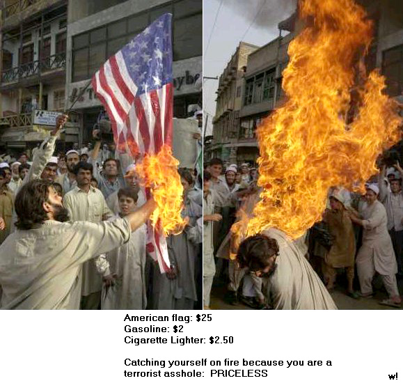 Priceless protestor, stupid flag burner