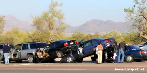 multiple car collision, stacked cars, priceless wreck, priceless collision