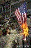 flag burner, on fire, burning