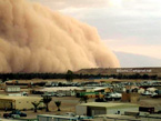 sandstorm, dust devil, military base in iraq