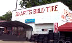strip mall, church and tires, bible study, tire shop