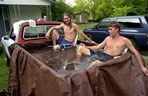 swimming pool, truckbed pool, plastic tarp