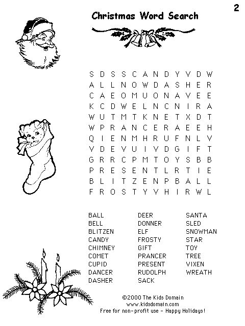 Christmas word find