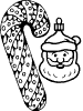 Candy cane and Santa