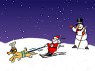 santa and frost go snow skiing