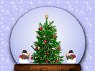 large snow globe, swirling snow