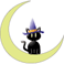 mooncat, cat on the moon, witch cat, black cat, clipart