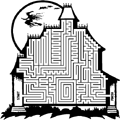 coloring pages, haunted maze