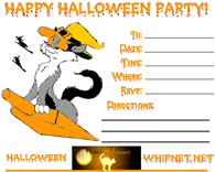 Flying Cat, halloween party invitation