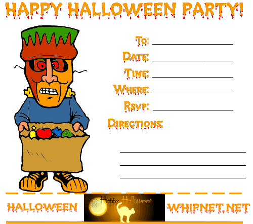 halloween party invitation, Frankenstein,  monster invitation