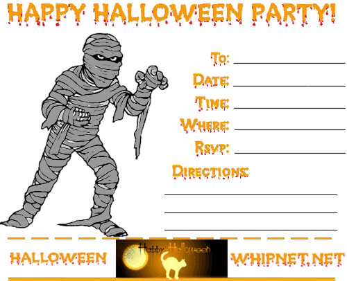 halloween party invitation, invited by the mummy. mummie