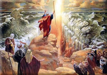 Moses parting the Red Sea