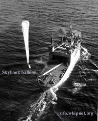 skyhook balloon, us navy frigate